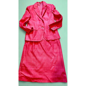 1960's Silk vintage nipped waist pencil skirt suit barbie pink secretary core